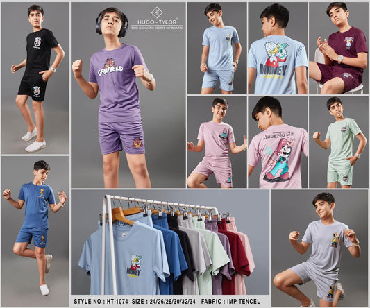 Ht-1074 Hugo Tylor Tencel Lycra Boys Shorts Set Supplier