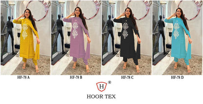 Hf-78Abcd Hoor Tex Viscose Silk Pakistani Readymade Suits Exporter Gujarat
