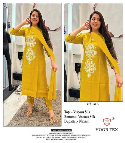 Hf-78Abcd Hoor Tex Viscose Silk Pakistani Readymade Suits Exporter Gujarat