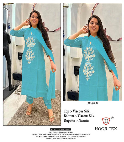 Hf-78Abcd Hoor Tex Viscose Silk Pakistani Readymade Suits Exporter Gujarat