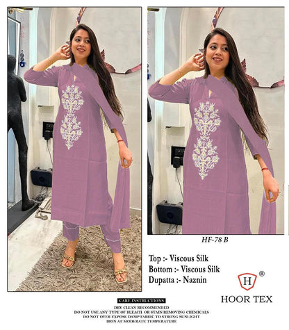 Hf-78Abcd Hoor Tex Viscose Silk Pakistani Readymade Suits Exporter Gujarat