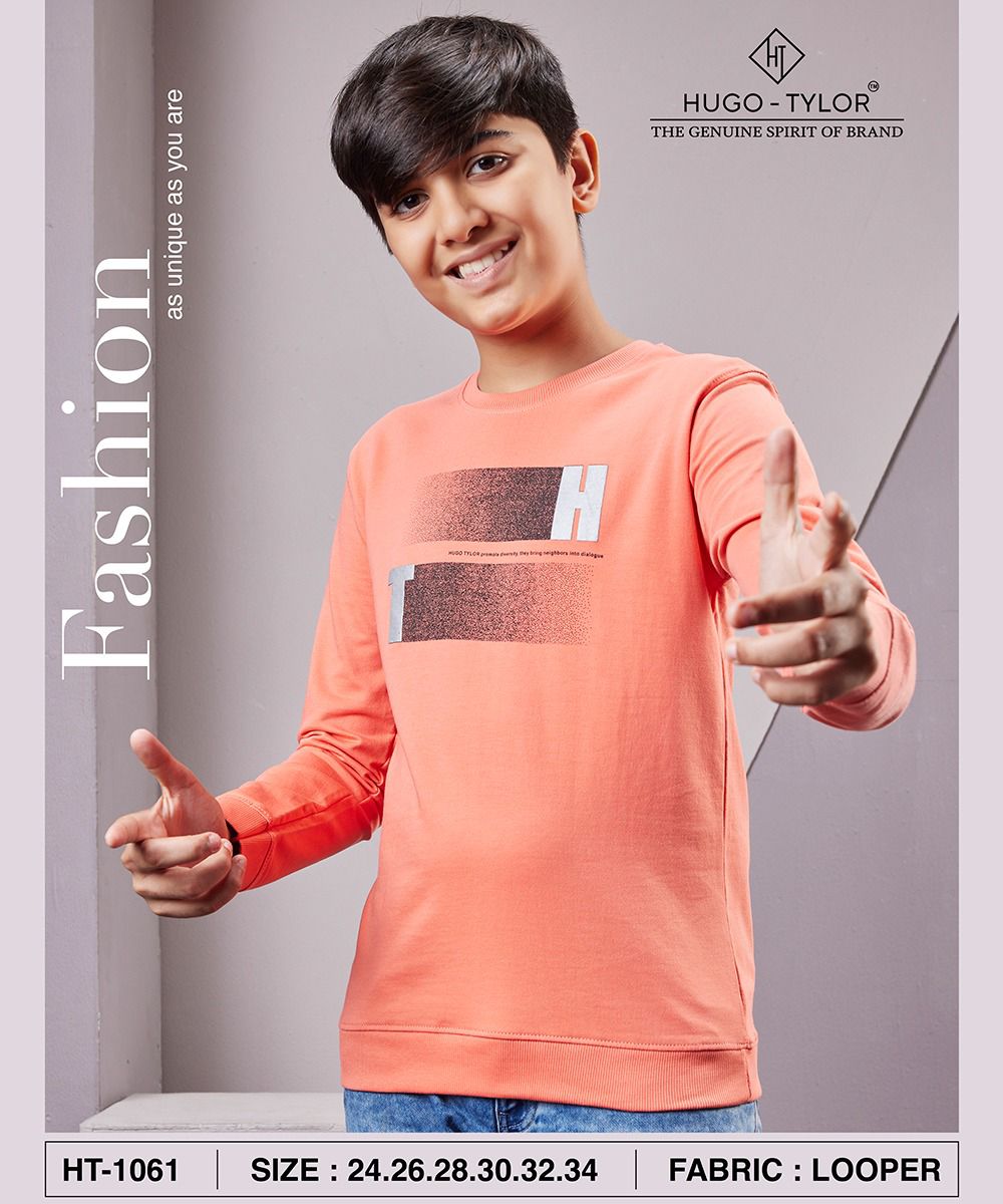 Ht 1061 Hugo Tylor Cotton Looper Boys Tshirt Supplier Ahmedabad