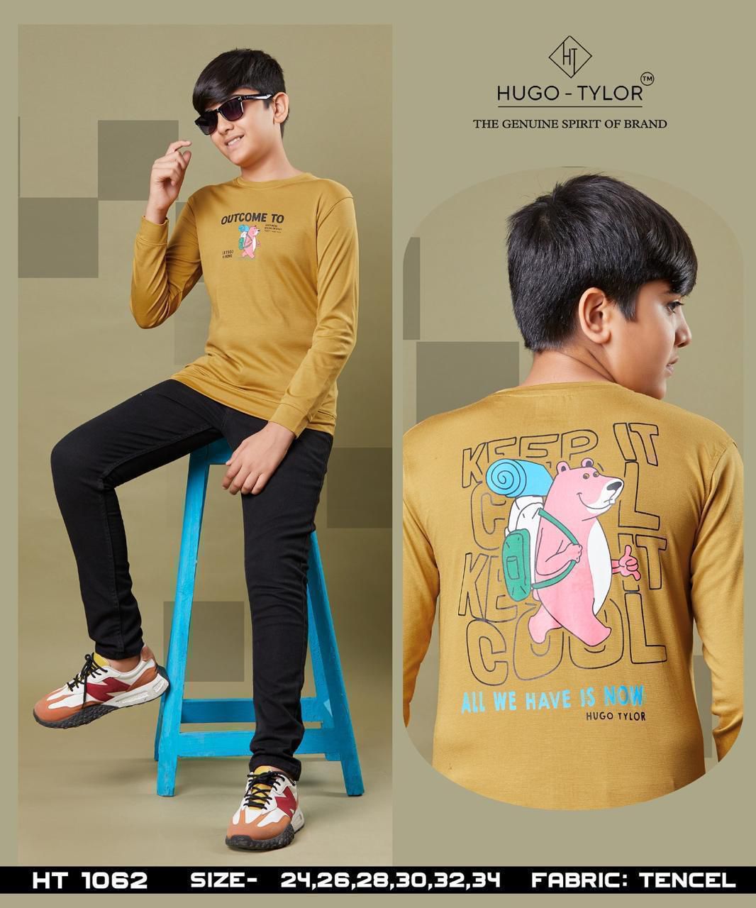Ht 1062 Hugo Tylor Lycra Tencil Boys Tshirt Exporter India