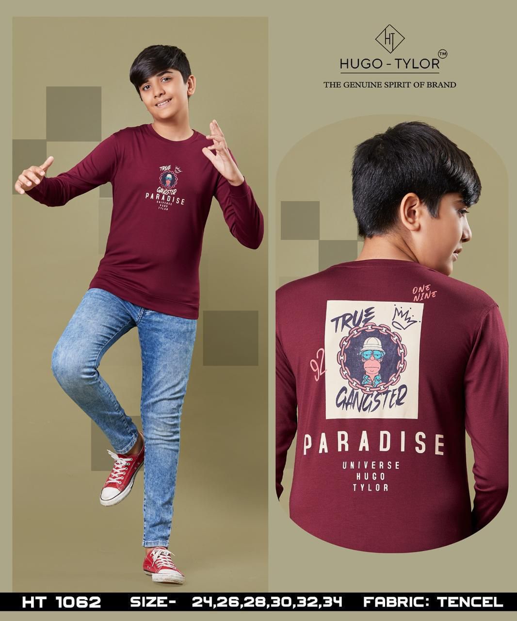 Ht 1062 Hugo Tylor Lycra Tencil Boys Tshirt Exporter India