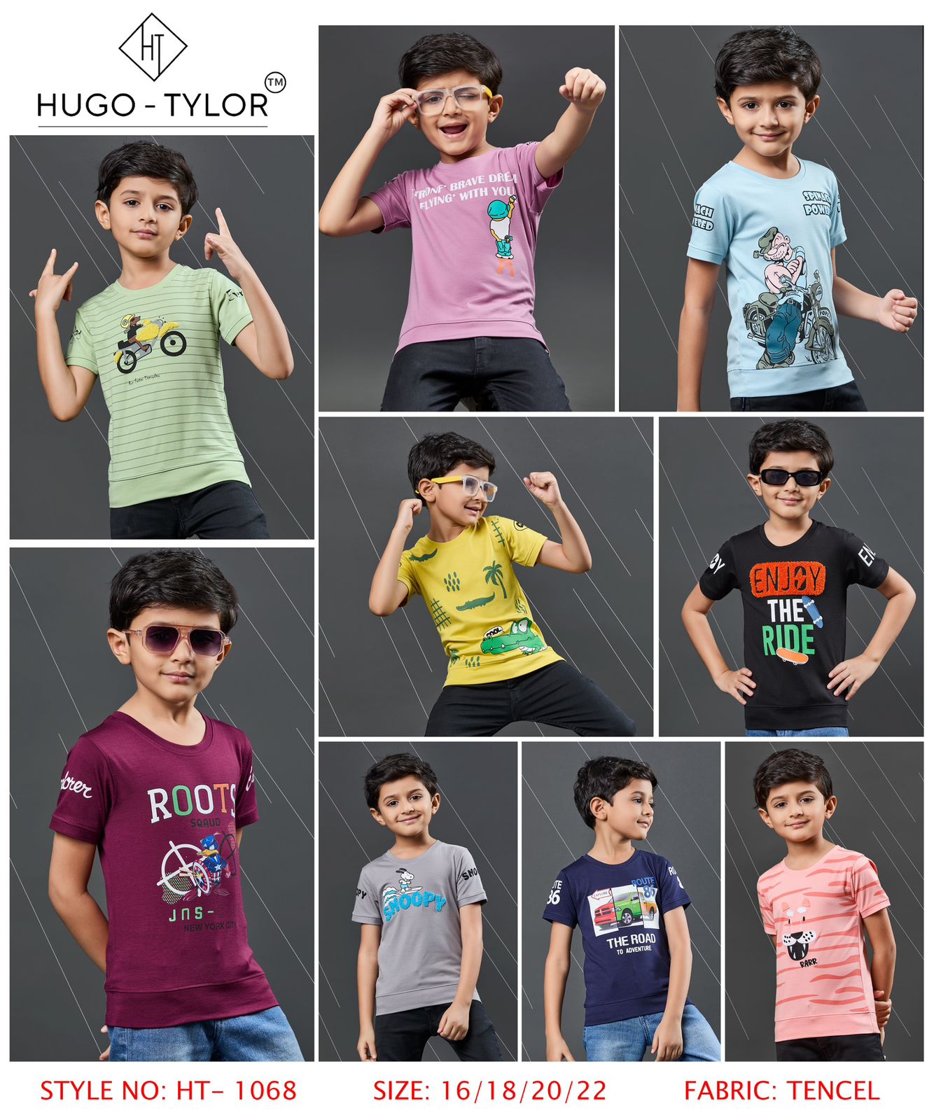 Ht 1068 Hugo Tylor Lycra Tencil Boys Tshirt Manufacturer India