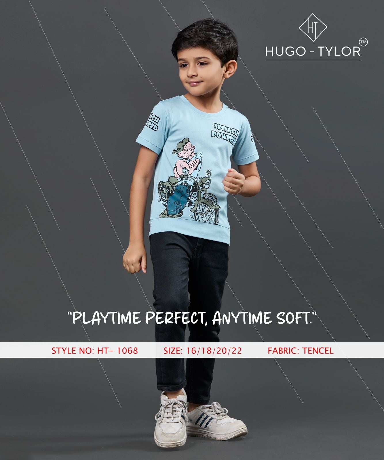 Ht 1068 Hugo Tylor Lycra Tencil Boys Tshirt Manufacturer India