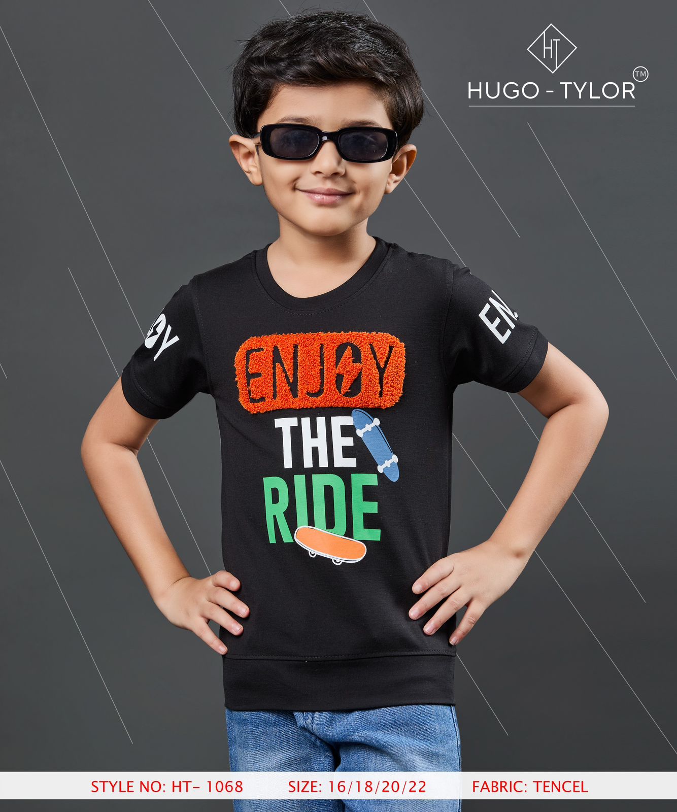 Ht 1068 Hugo Tylor Lycra Tencil Boys Tshirt Manufacturer India