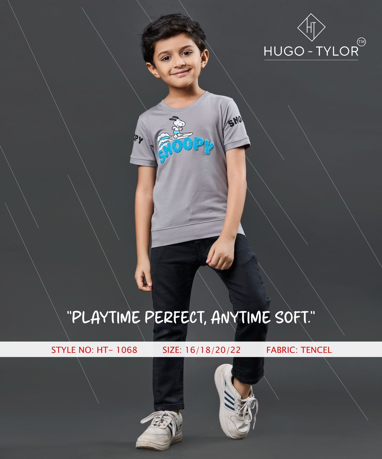 Ht 1068 Hugo Tylor Lycra Tencil Boys Tshirt Manufacturer India