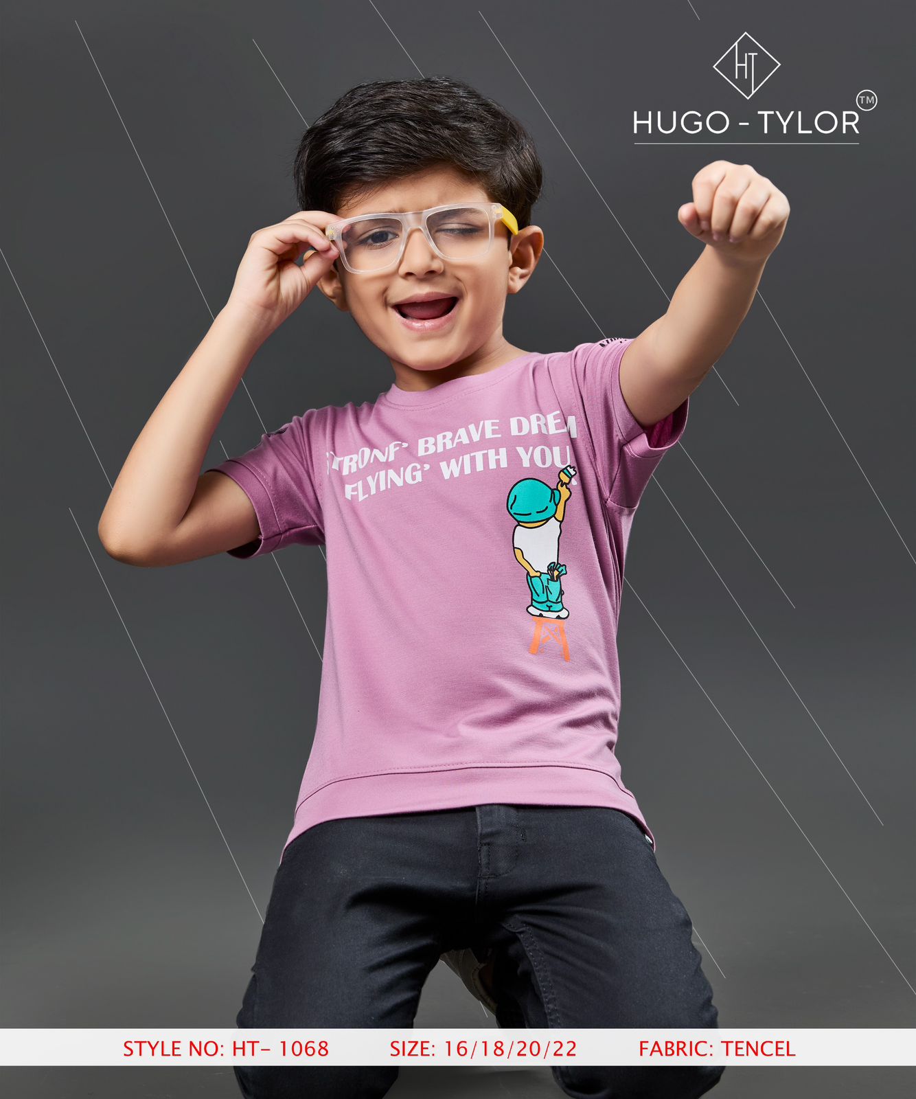 Ht 1068 Hugo Tylor Lycra Tencil Boys Tshirt Manufacturer India