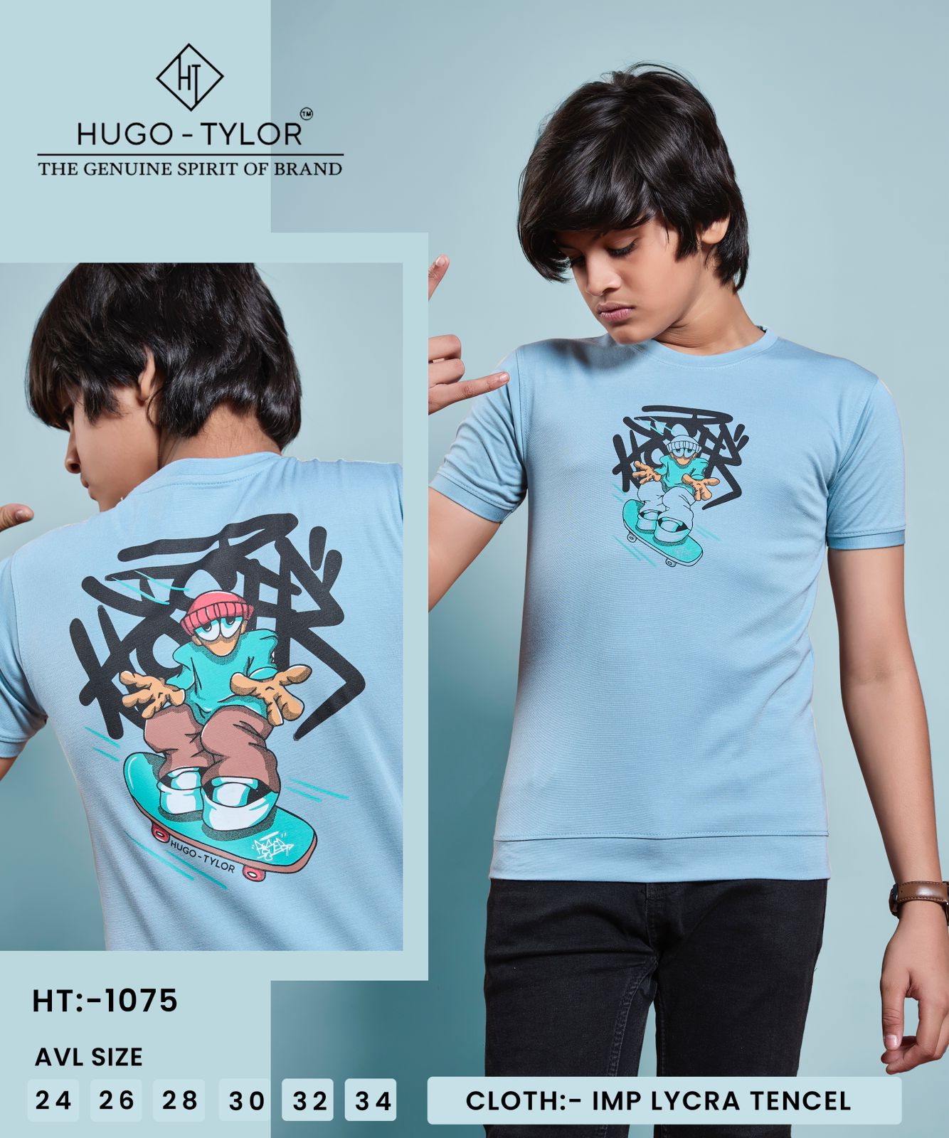 Ht 1075 Hugo Tylor Imported Boys Tshirt Exporter Ahmedabad