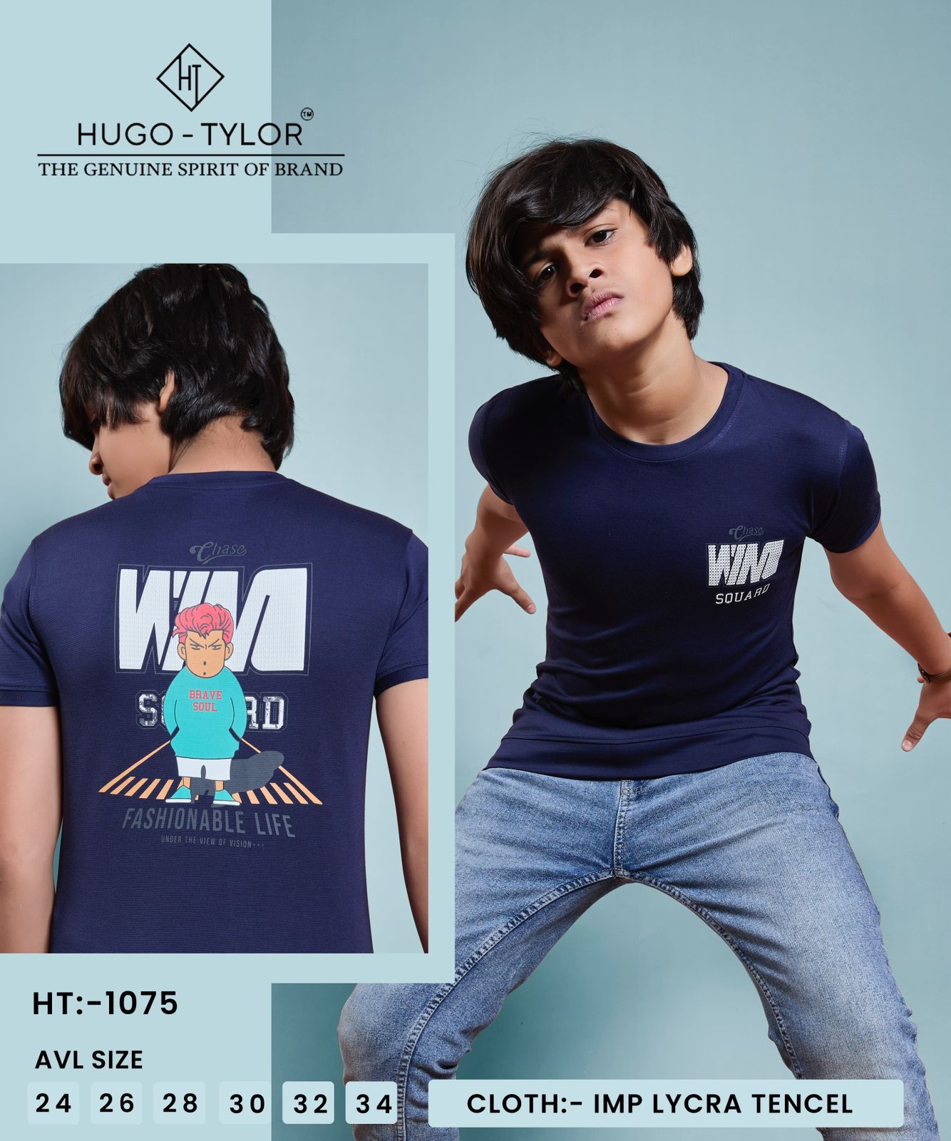 Ht 1075 Hugo Tylor Imported Boys Tshirt Exporter Ahmedabad