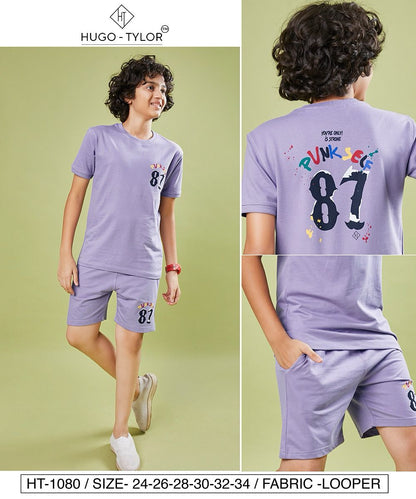 Ht 1080 Hugo Tylor Cotton Looper Boys Shorts Set Wholesaler India