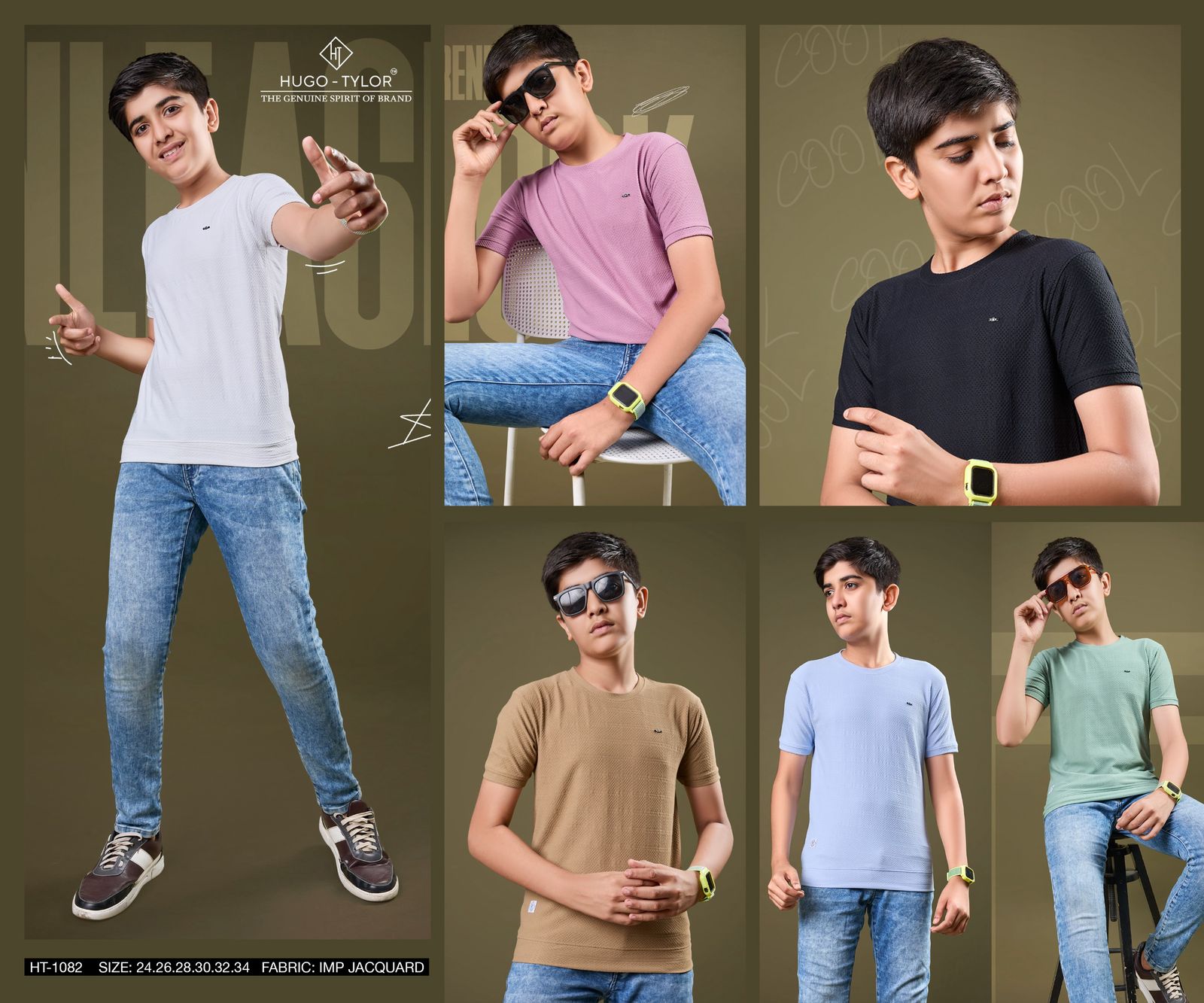 Ht 1082 Hugo Tylor Jacquard Boys Tshirt Wholesale Price