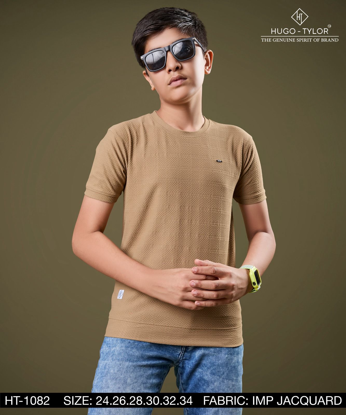 Ht 1082 Hugo Tylor Jacquard Boys Tshirt Wholesale Price