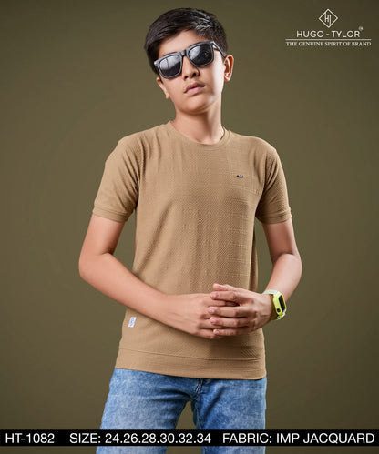 Ht 1082 Hugo Tylor Jacquard Boys Tshirt Wholesale Price