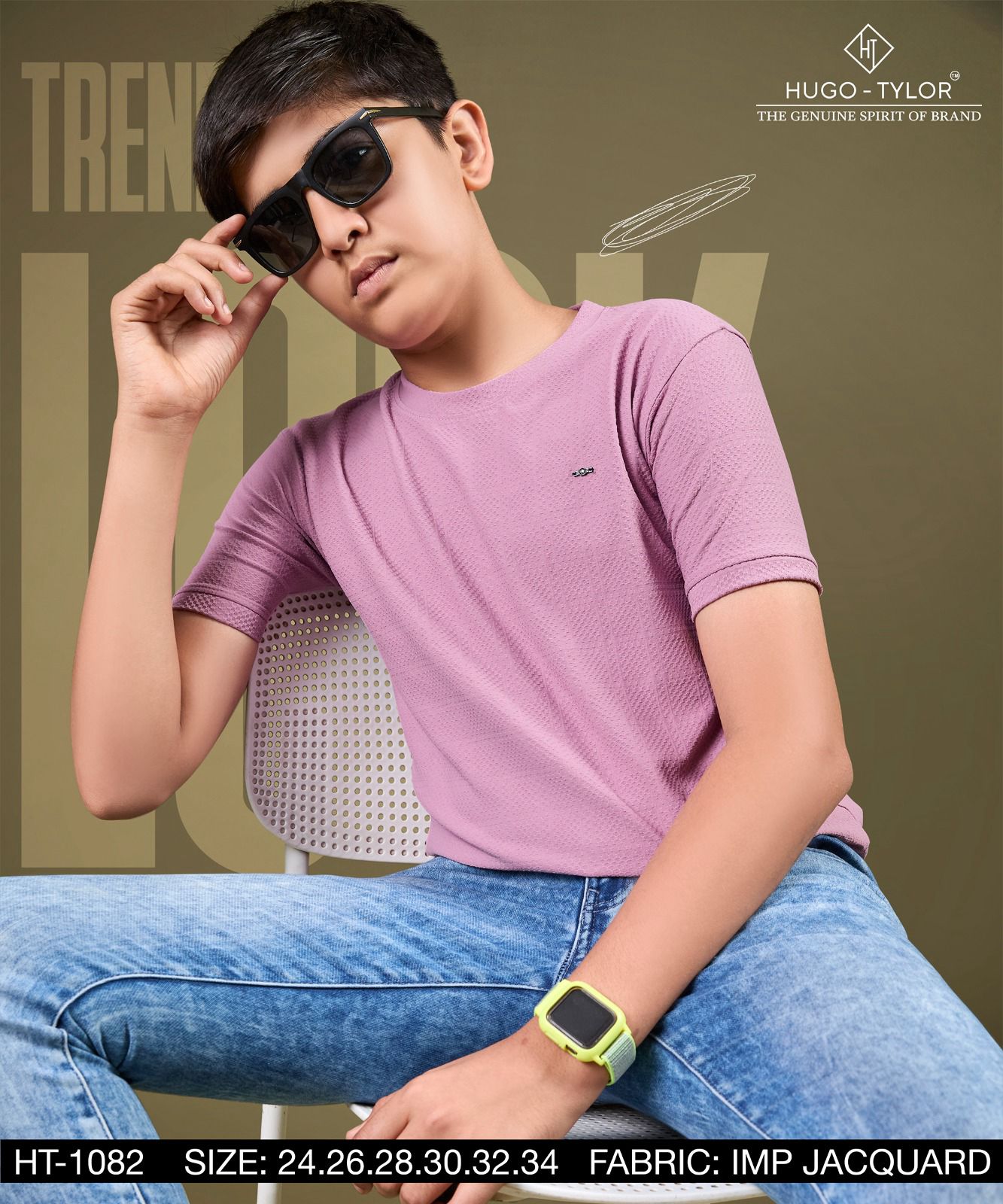 Ht 1082 Hugo Tylor Jacquard Boys Tshirt Wholesale Price