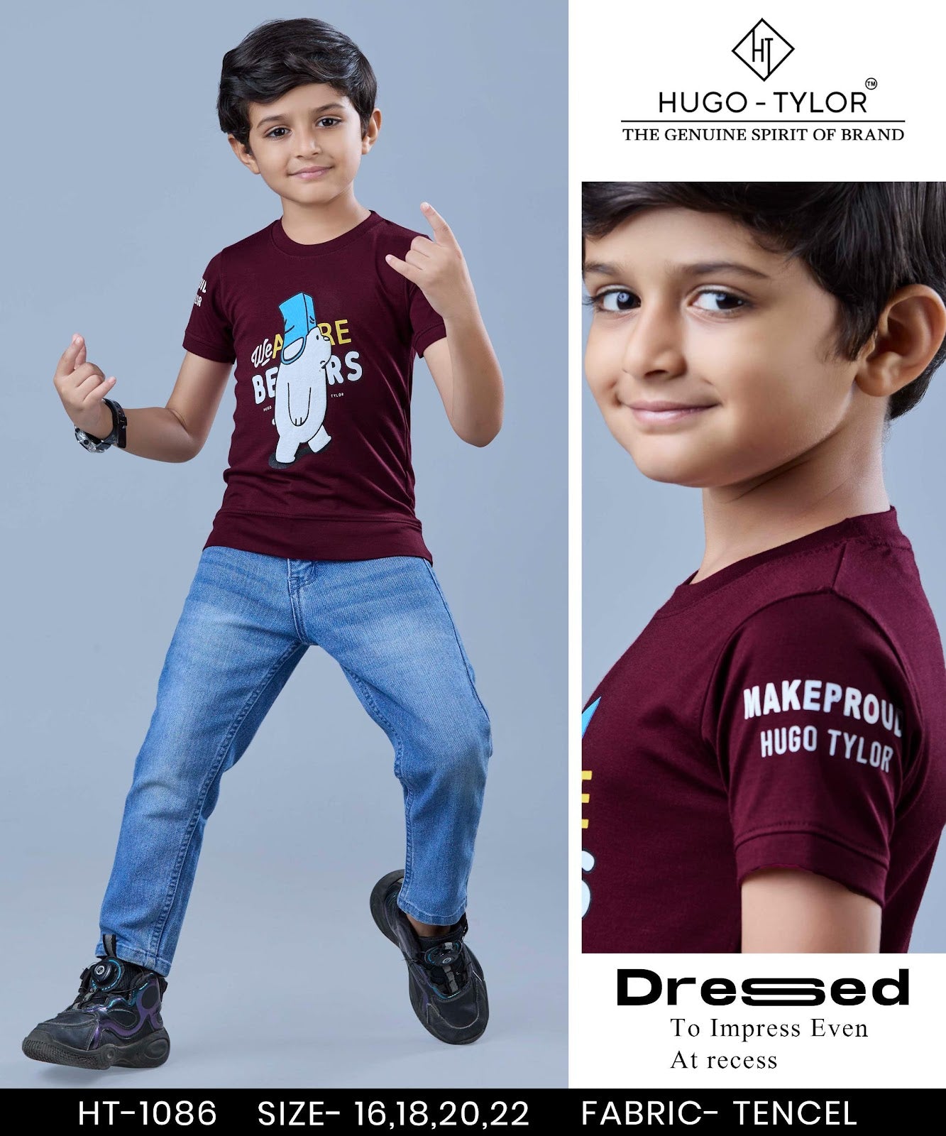 Ht 1086 Hugo Tylor Imported Boys Tshirt Supplier Ahmedabad