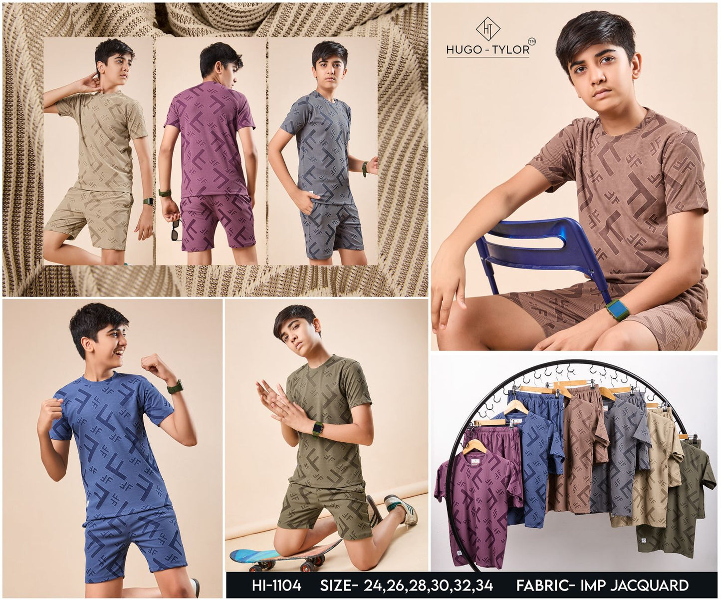 Ht 1104 Hugo Tylor Jacquard Boys Shorts Set Manufacturer Gujarat