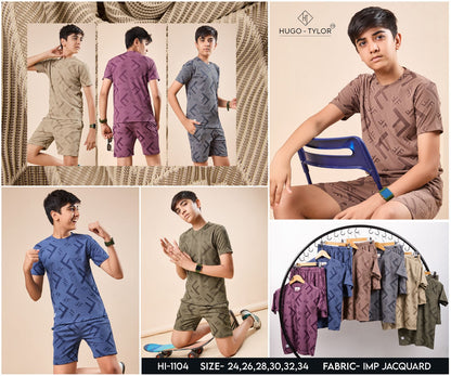 Ht 1104 Hugo Tylor Jacquard Boys Shorts Set Manufacturer Gujarat