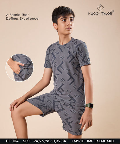 Ht 1104 Hugo Tylor Jacquard Boys Shorts Set Manufacturer Gujarat