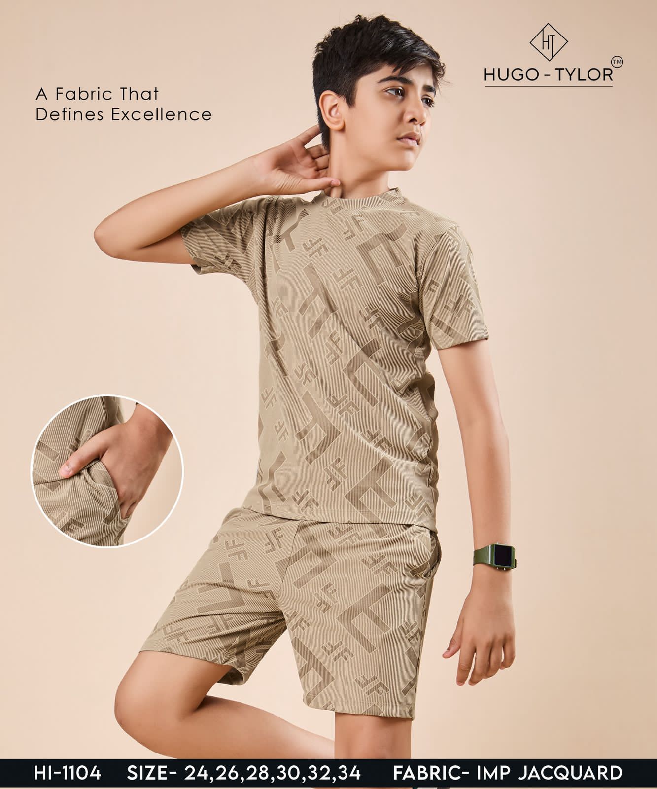 Ht 1104 Hugo Tylor Jacquard Boys Shorts Set Manufacturer Gujarat