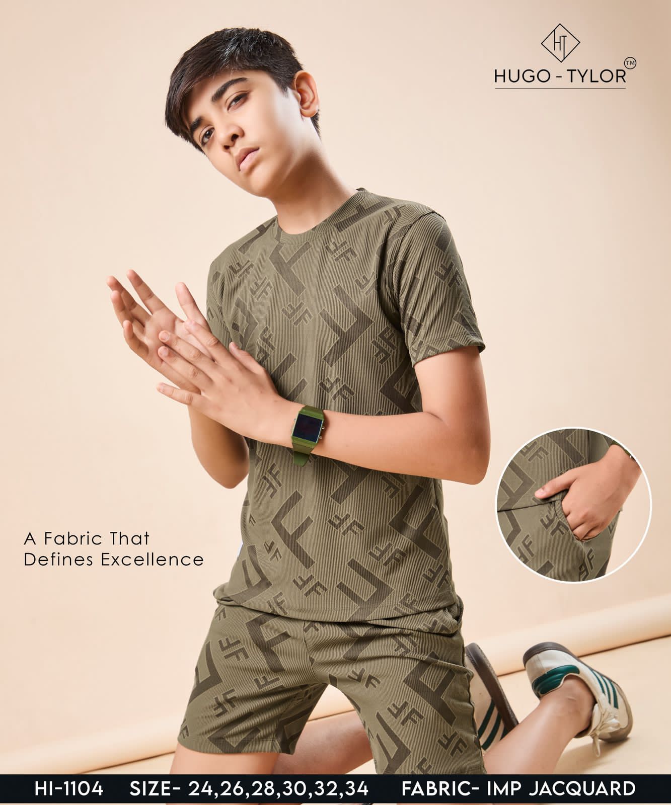 Ht 1104 Hugo Tylor Jacquard Boys Shorts Set Manufacturer Gujarat