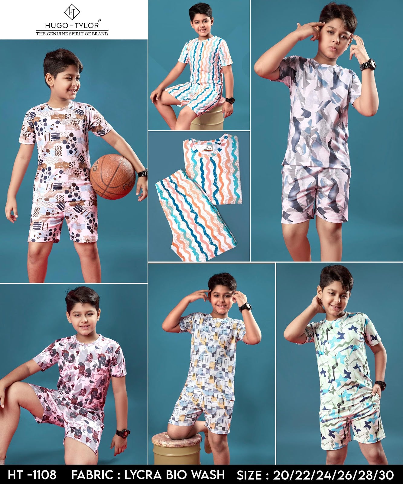 Ht 1108 Hugo Tylor Lycra Boys Shorts Set Wholesaler