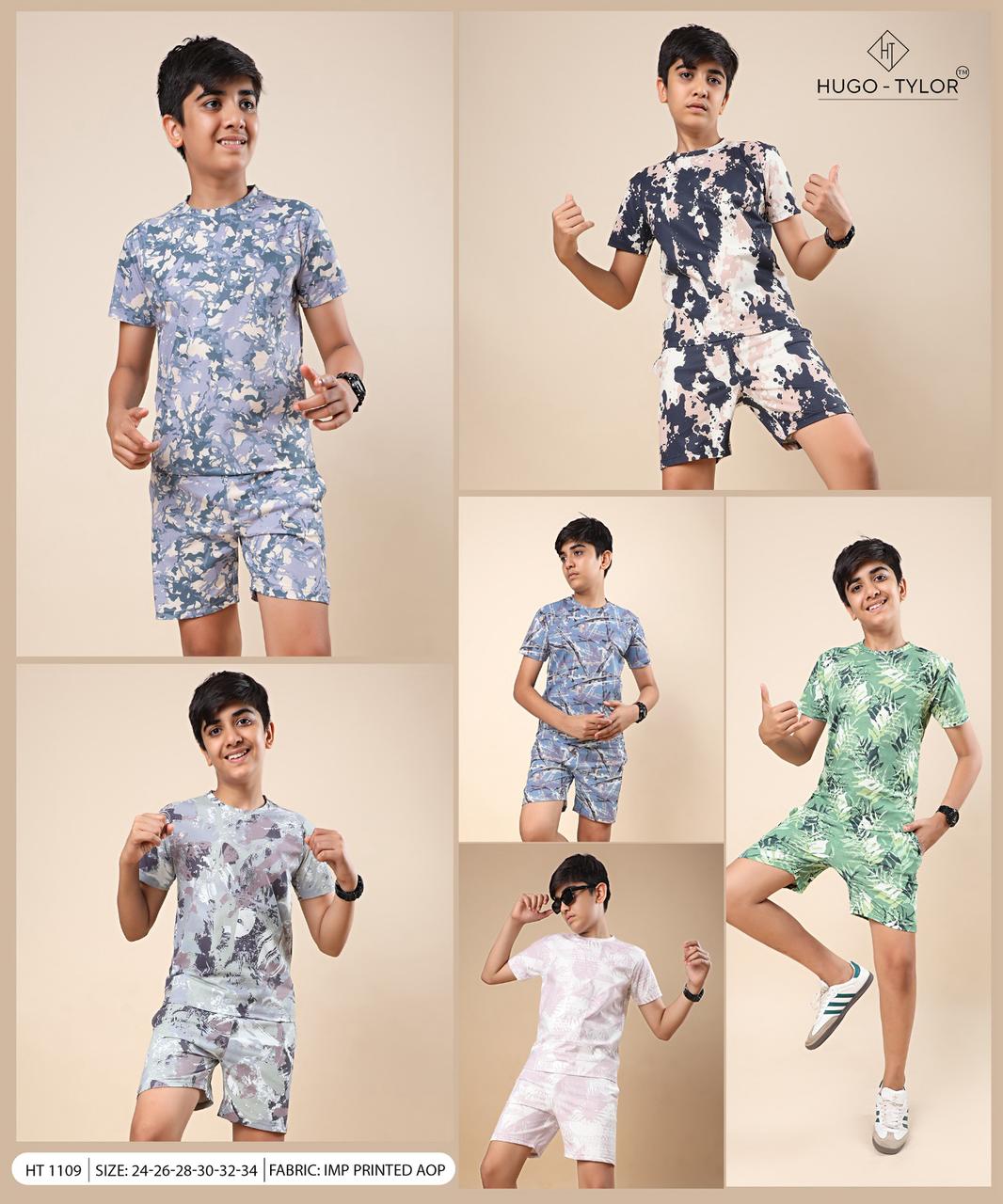 Ht 1109 Hugo Tylor Aop Boys Shorts Set Wholesale Rate