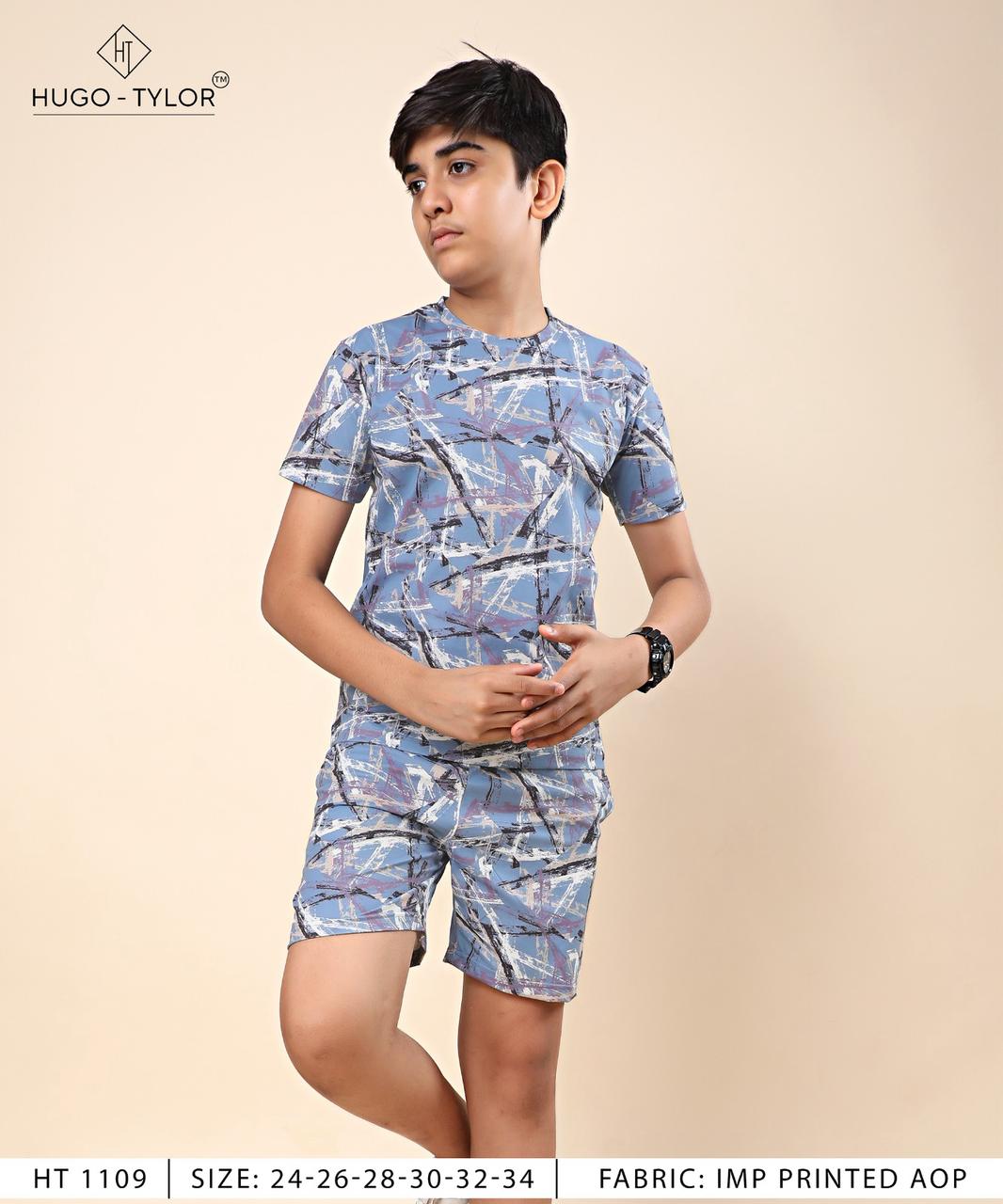 Ht 1109 Hugo Tylor Aop Boys Shorts Set Wholesale Rate