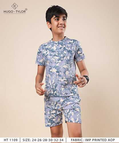 Ht 1109 Hugo Tylor Aop Boys Shorts Set Wholesale Rate