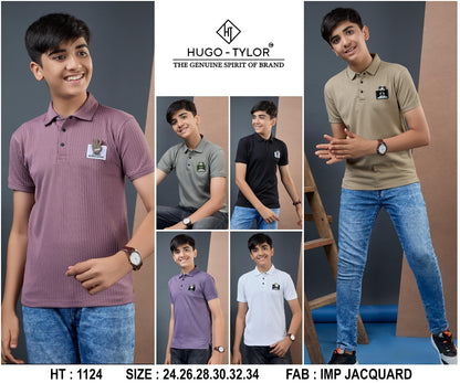 Ht 1124 Hugo Tylor Jacquard Boys Tshirt Exporter Gujarat