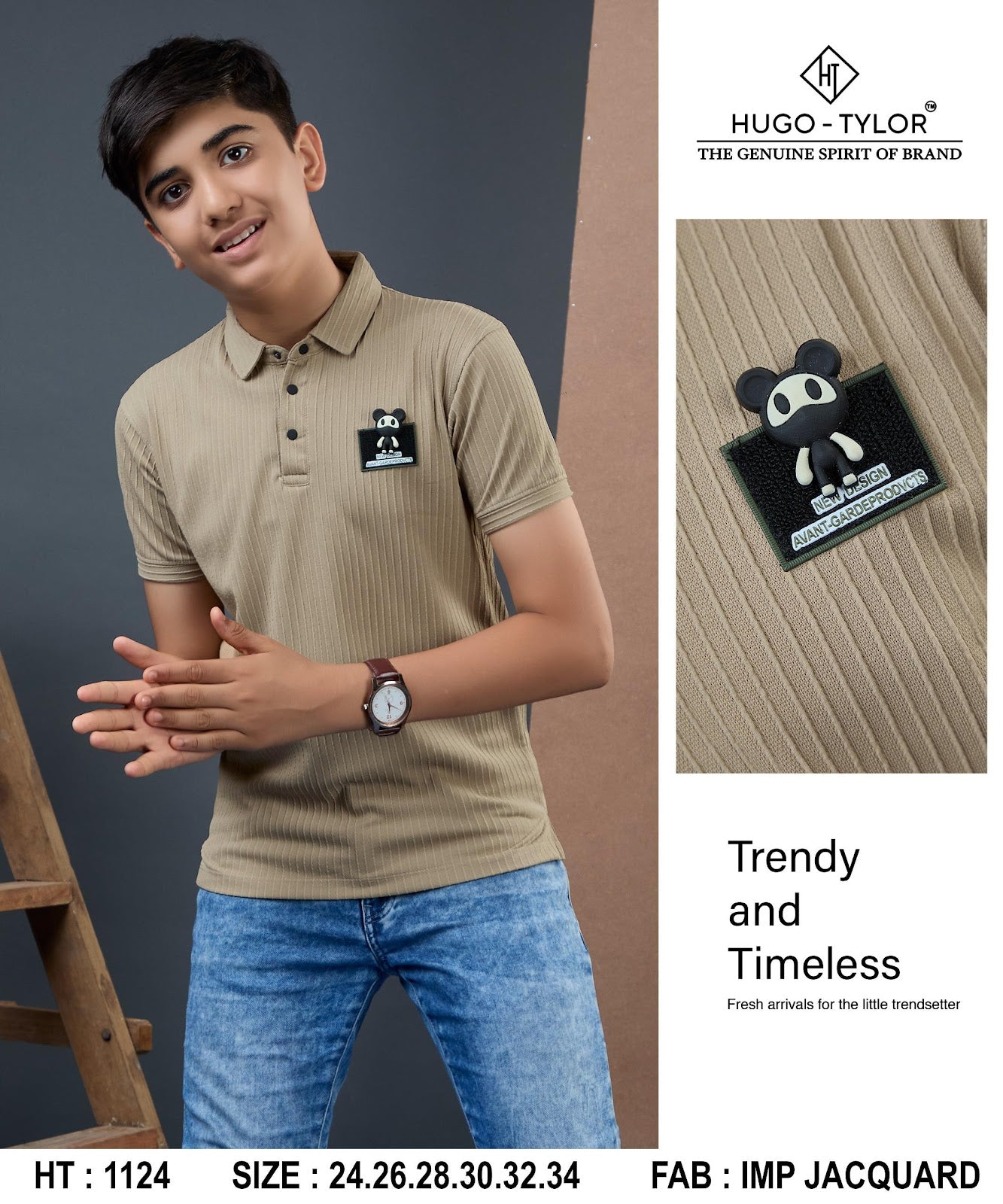 Ht 1124 Hugo Tylor Jacquard Boys Tshirt Exporter Gujarat