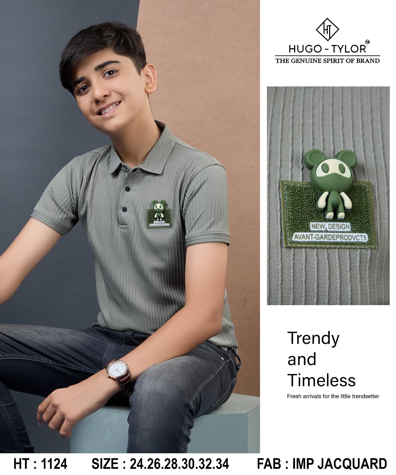 Ht 1124 Hugo Tylor Jacquard Boys Tshirt Exporter Gujarat