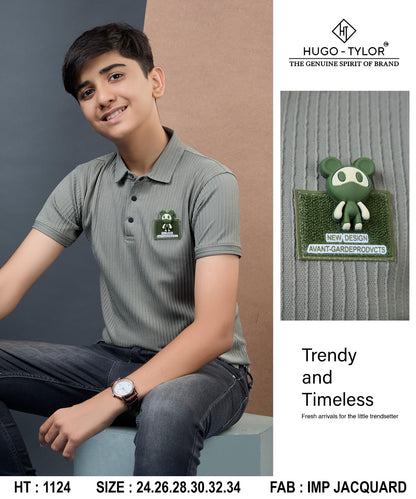 Ht 1124 Hugo Tylor Jacquard Boys Tshirt Exporter Gujarat
