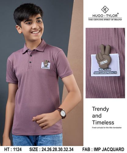 Ht 1124 Hugo Tylor Jacquard Boys Tshirt Exporter Gujarat