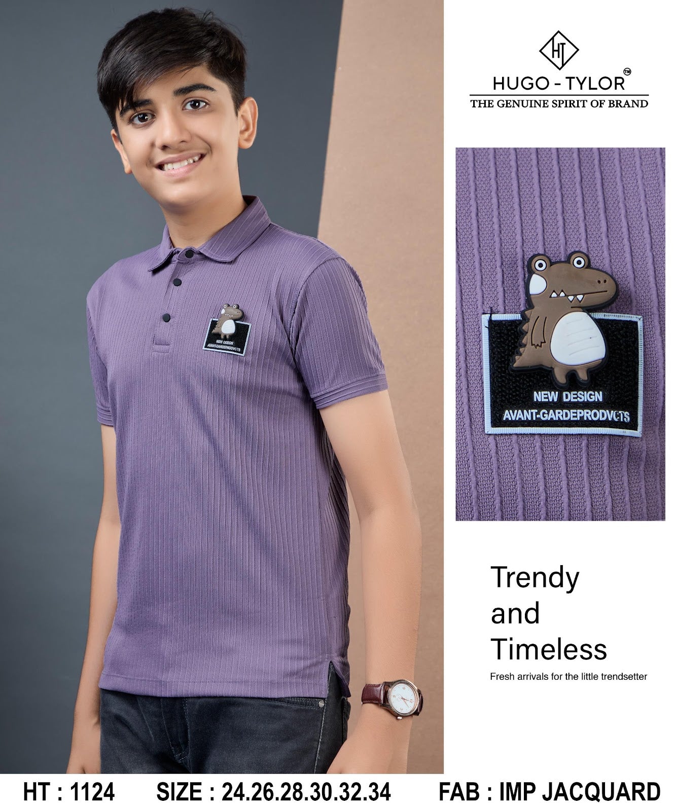 Ht 1124 Hugo Tylor Jacquard Boys Tshirt Exporter Gujarat