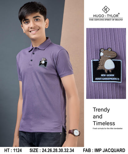 Ht 1124 Hugo Tylor Jacquard Boys Tshirt Exporter Gujarat