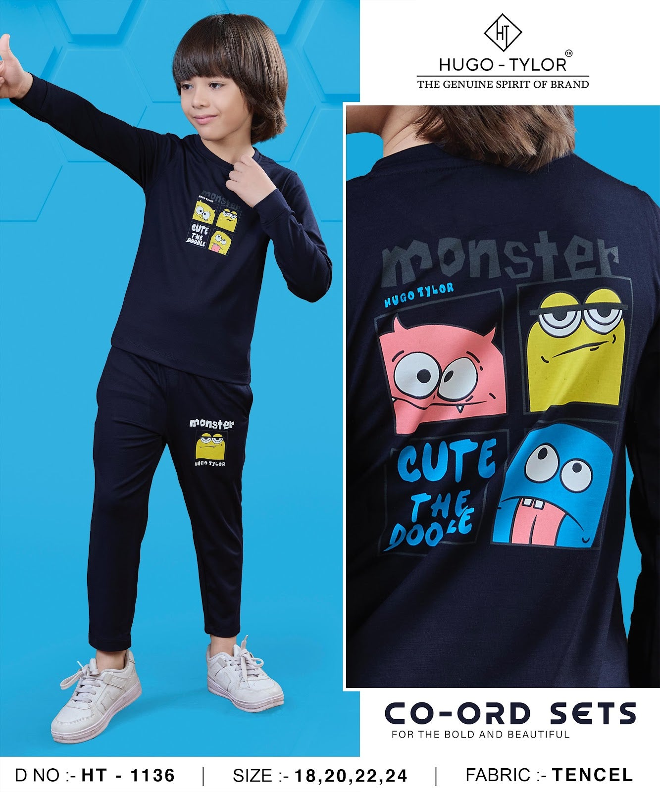 Ht 1136 Hugo Tylor Lycra Tencil Boys Co Ord Set Wholesale Price