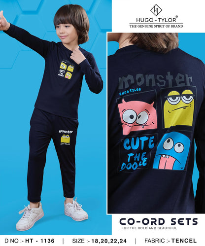 Ht 1136 Hugo Tylor Lycra Tencil Boys Co Ord Set Wholesale Price