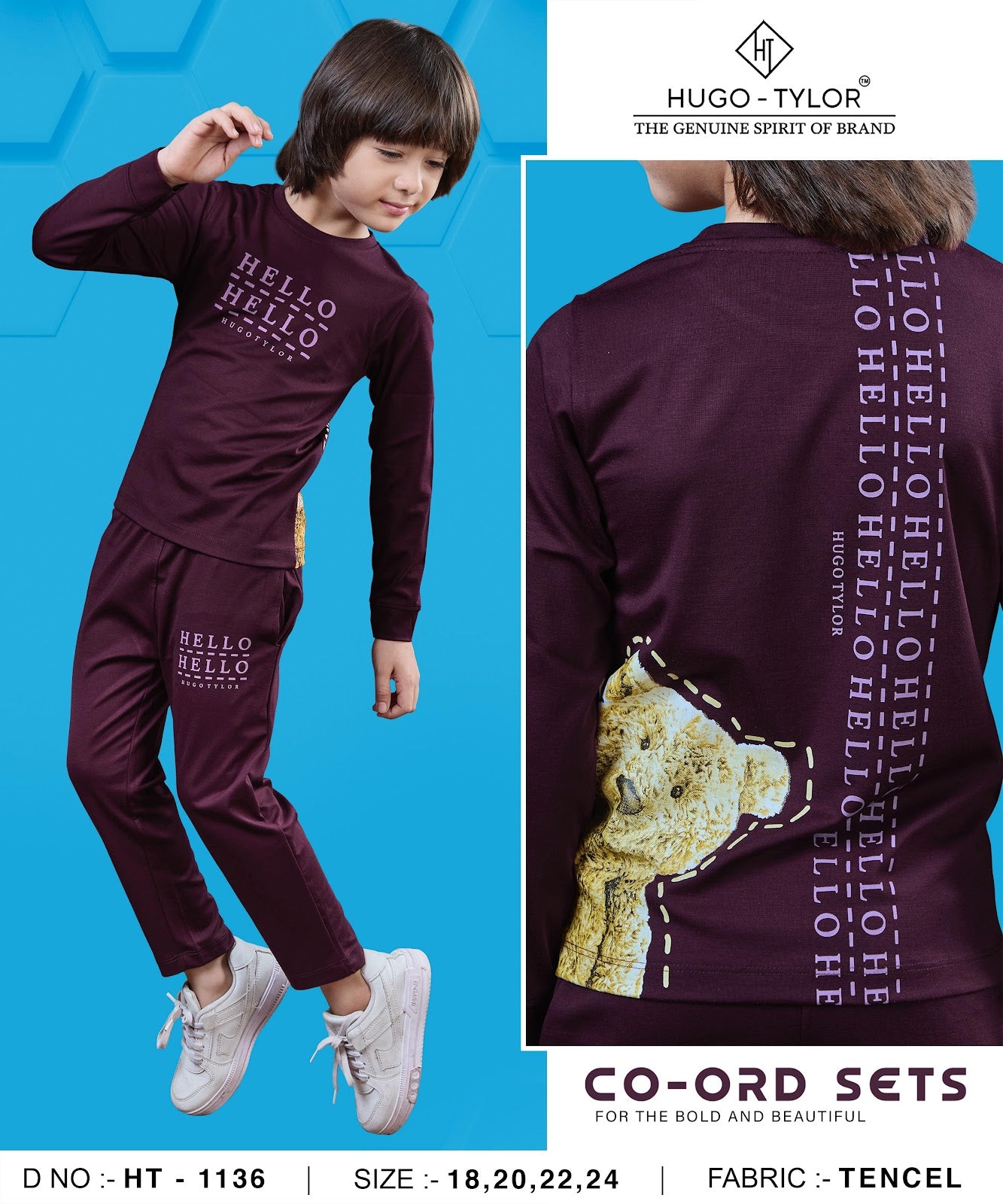 Ht 1136 Hugo Tylor Lycra Tencil Boys Co Ord Set Wholesale Price