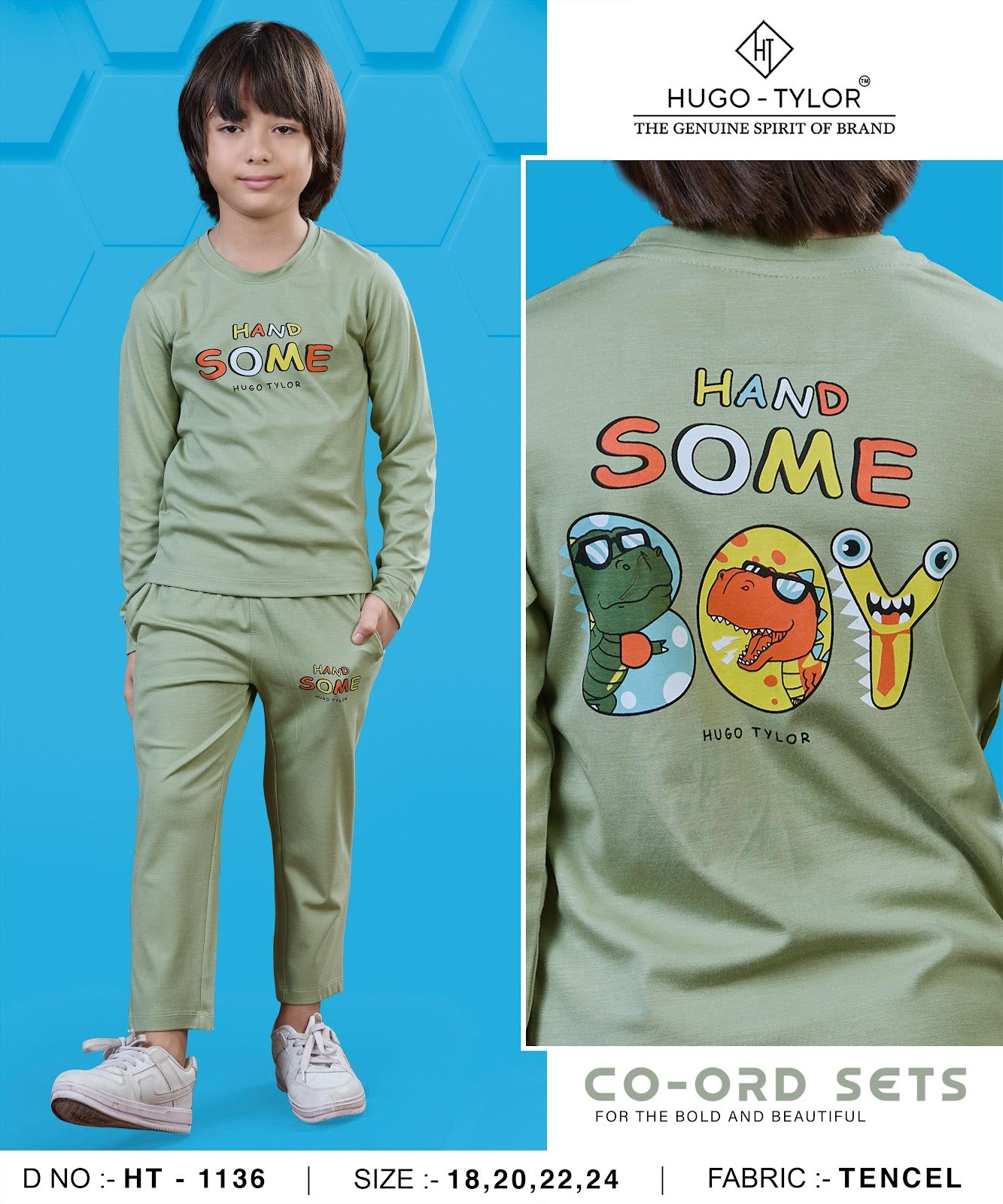 Ht 1136 Hugo Tylor Lycra Tencil Boys Co Ord Set Wholesale Price