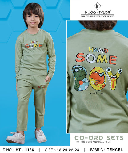 Ht 1136 Hugo Tylor Lycra Tencil Boys Co Ord Set Wholesale Price