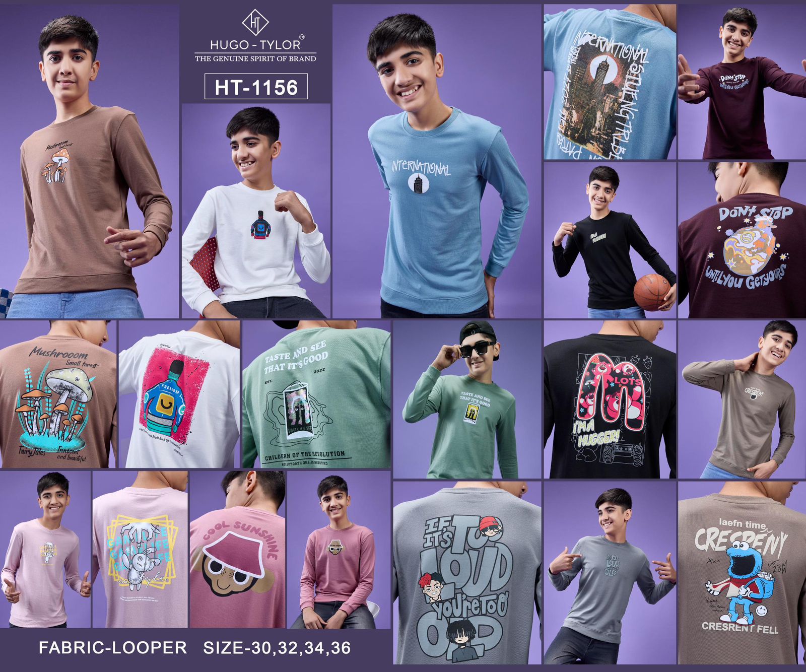 Ht 1156 Full Sleeves Hugo Tylor Cotton Looper Boys Tshirt Wholesale Price