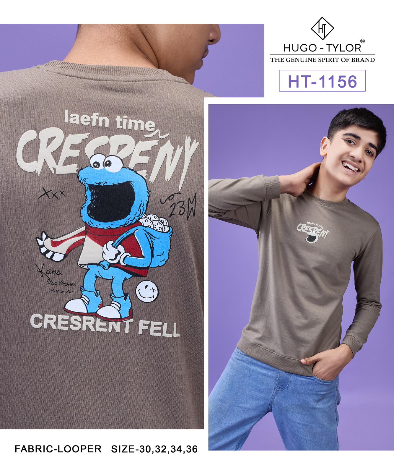 Ht 1156 Full Sleeves Hugo Tylor Cotton Looper Boys Tshirt Wholesale Price