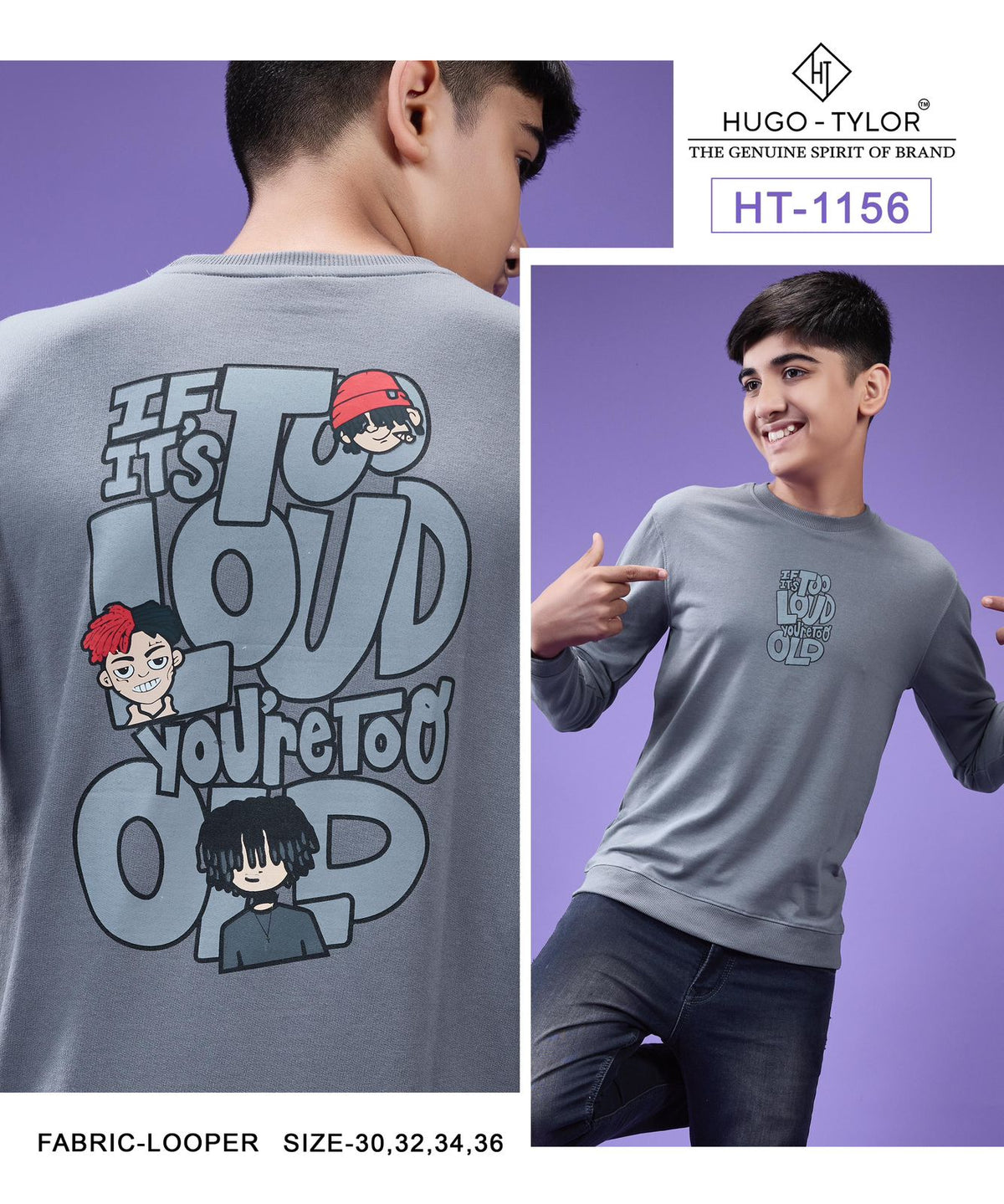 Ht 1156 Full Sleeves Hugo Tylor Cotton Looper Boys Tshirt Wholesale Price