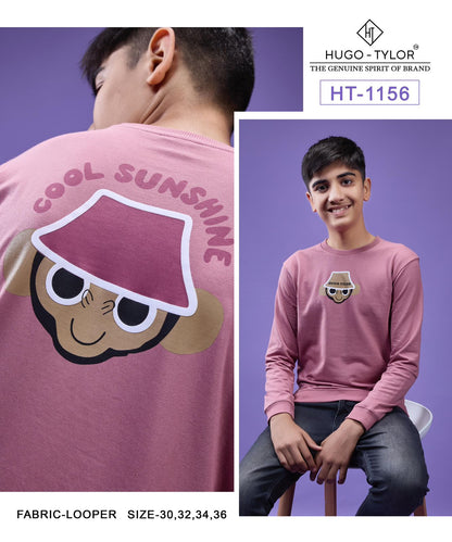 Ht 1156 Full Sleeves Hugo Tylor Cotton Looper Boys Tshirt Wholesale Price