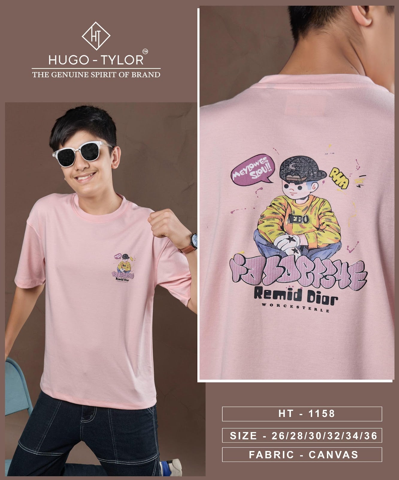 Ht 1158 Hugo Tylor Canvas Boys Tshirt Wholesale Price