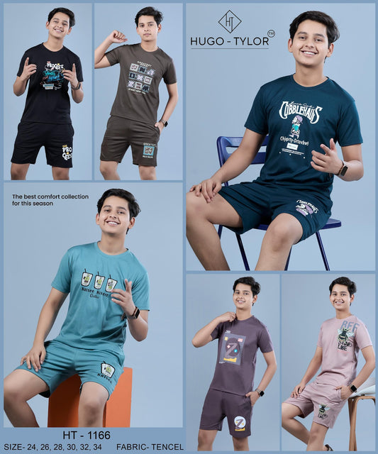 Ht 1166 Hugo Tylor Tencil Lycra Boys Shorts Set Supplier Gujarat