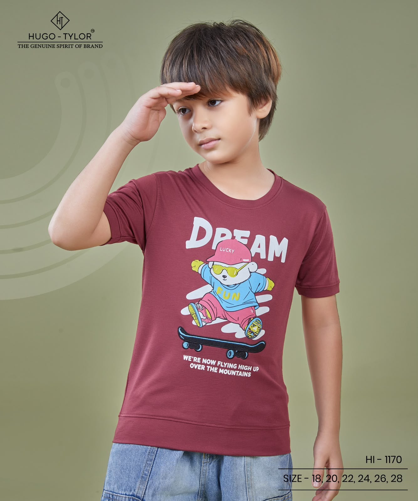Ht 1170 Front-Back Print Hugo Tylor Imported Boys Tshirt Supplier Gujarat