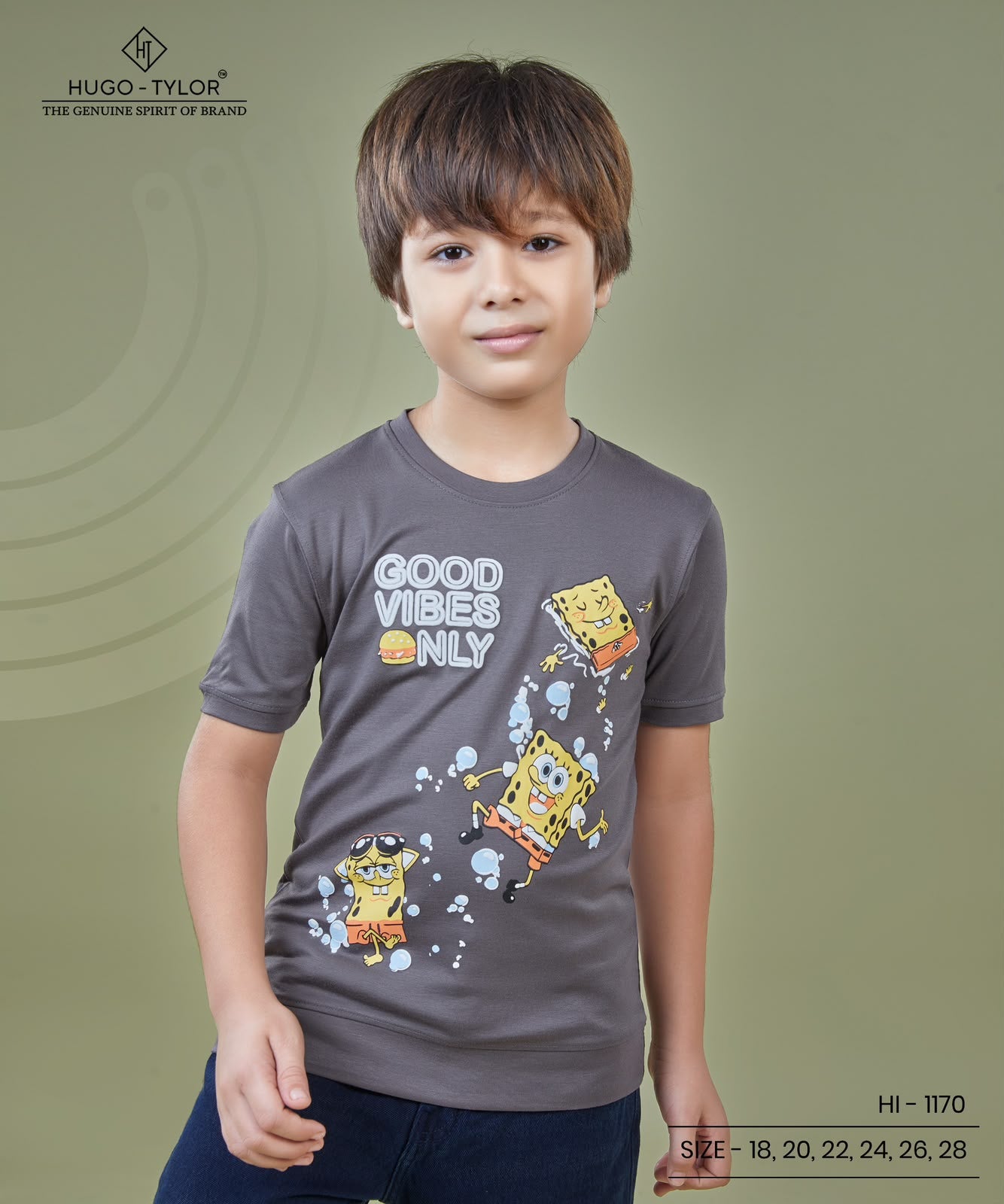 Ht 1170 Front-Back Print Hugo Tylor Imported Boys Tshirt Supplier Gujarat